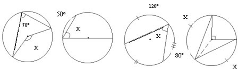 Задачи на углы в окружности 8 класс на готовых чертежах
